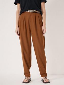 HUSH Noa Tapered Tailored Trousers, Brown, Brown