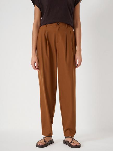 HUSH Noa Tapered Tailored Trousers, Brown