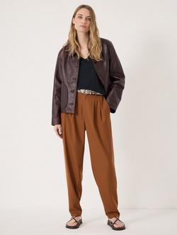 HUSH Noa Tapered Tailored Trousers, Brown - view 2, Brown