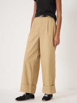 HUSH Tori Turn Up Wide Leg Trousers, Natural, Natural