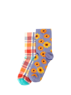 Frugi Cotton Blend Big Foot Socks, Pack of 2, Multi, Multi
