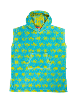 Frugi Grown Ups Hooded Towel, Turquoise/Yellow, Turquoise/Yellow