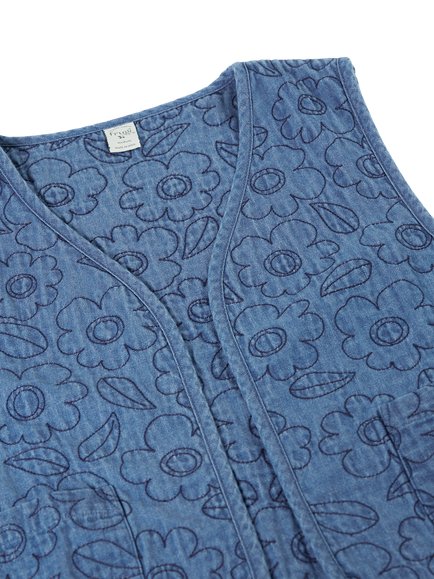 Frugi Grown Up Meri Waistcoat, Denim - view 2, Denim