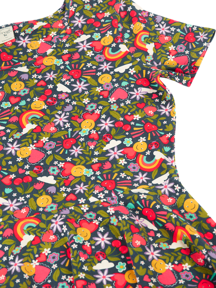 Frugi Grown Ups Skater Dress, Happy Days - view 2, Happy Days