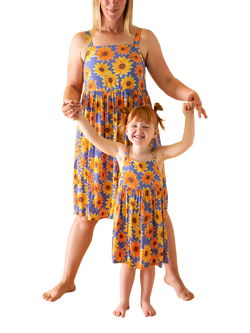 Frugi Grown Ups Sophie Sleeveless Sundress, Sunflowers - view 2, Sunflowers