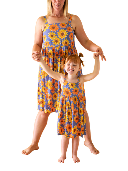 Frugi Grown Ups Sophie Sleeveless Sundress, Sunflowers - view 2, Sunflowers