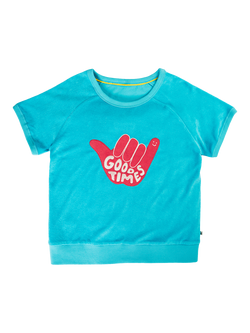 Frugi Grown Up Relaxed Towelling Applique T-Shirt, Tropical Sea, Tropical Sea