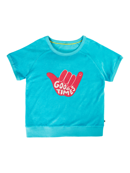 Frugi Grown Up Relaxed Towelling Applique T-Shirt, Tropical Sea, Tropical Sea