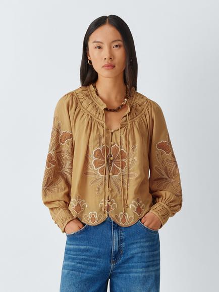 AND/OR Marcia Floral Blouse, Caramel, Caramel