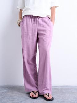 Topshop Straight Linen Rich Trousers, Purple, Purple