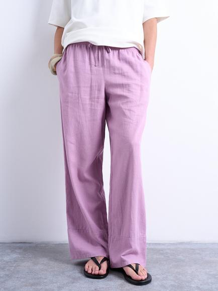 Topshop Straight Linen Rich Trousers, Purple