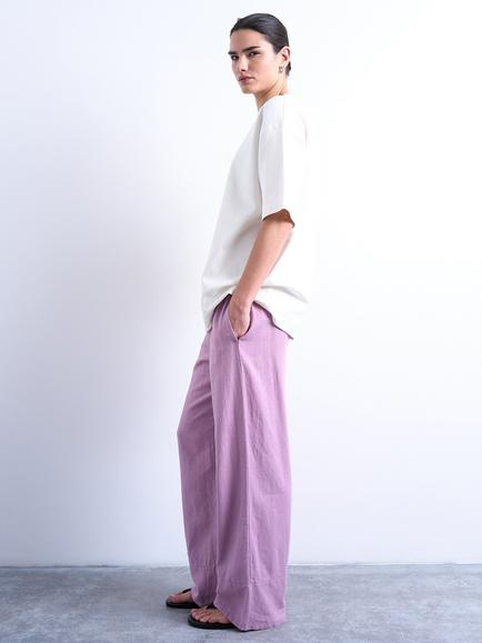 Topshop Straight Linen Rich Trousers - view 2, Purple