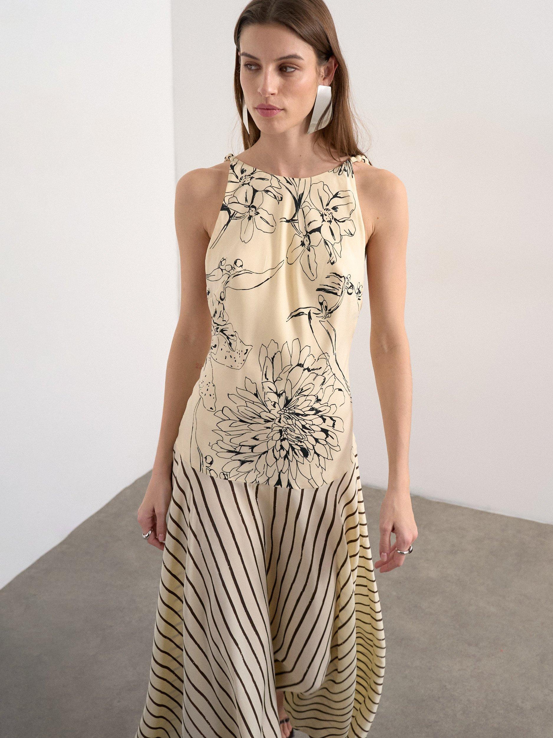 blue casual summer dress Oakley Keyhole Satin Midi Dress • Shop American Threads Boutique Blue / M main image 0