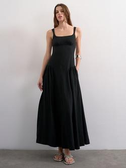 Topshop Drop Waist Sleeveless Dress, Black