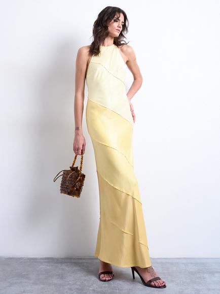 Topshop Halterneck Ombre Tiered Dress, Yellow/Cream, Yellow/Cream
