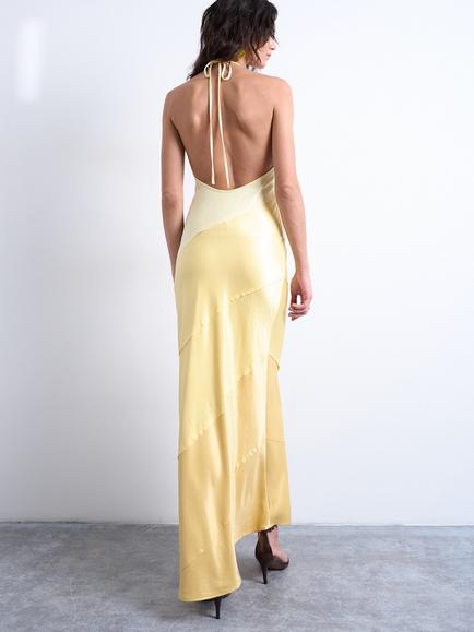 Topshop Halterneck Ombre Tiered Dress, Yellow/Cream - view 2, Yellow/Cream