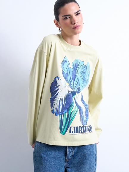 Topshop Graphic Skater T-Shirt, Light Green/Multi, Light Green/Multi