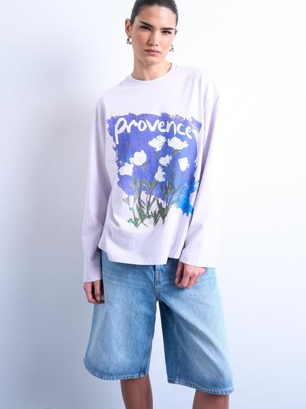 Topshop Graphic Skater T-Shirt, Lilac/Multi, Lilac/Multi