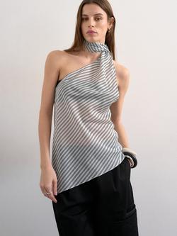 Topshop Stripe Halterneck Scarf Top, Multi, Multi