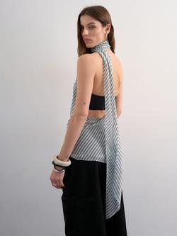 Topshop Stripe Halterneck Scarf Top, Multi - view 2, Multi