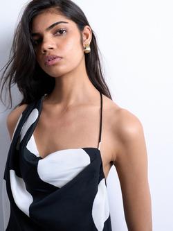 Topshop Sleeveless Satin Monochrome Spot Top, Black/White - view 2, Black/White