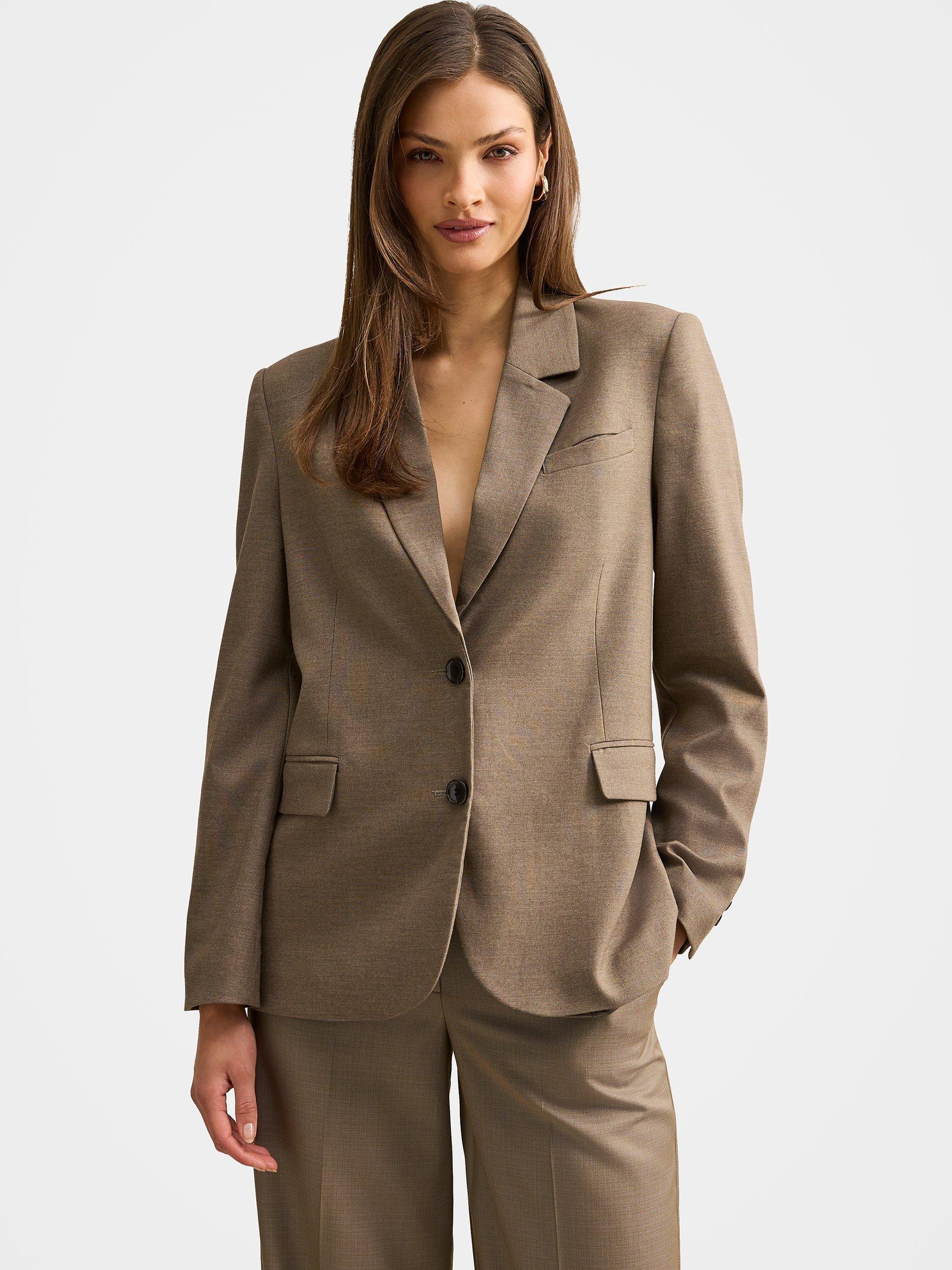 Product image 1 of 5, which shows Forever New Rhiannon Single Breasted Blazer, Burnt Sage, 4