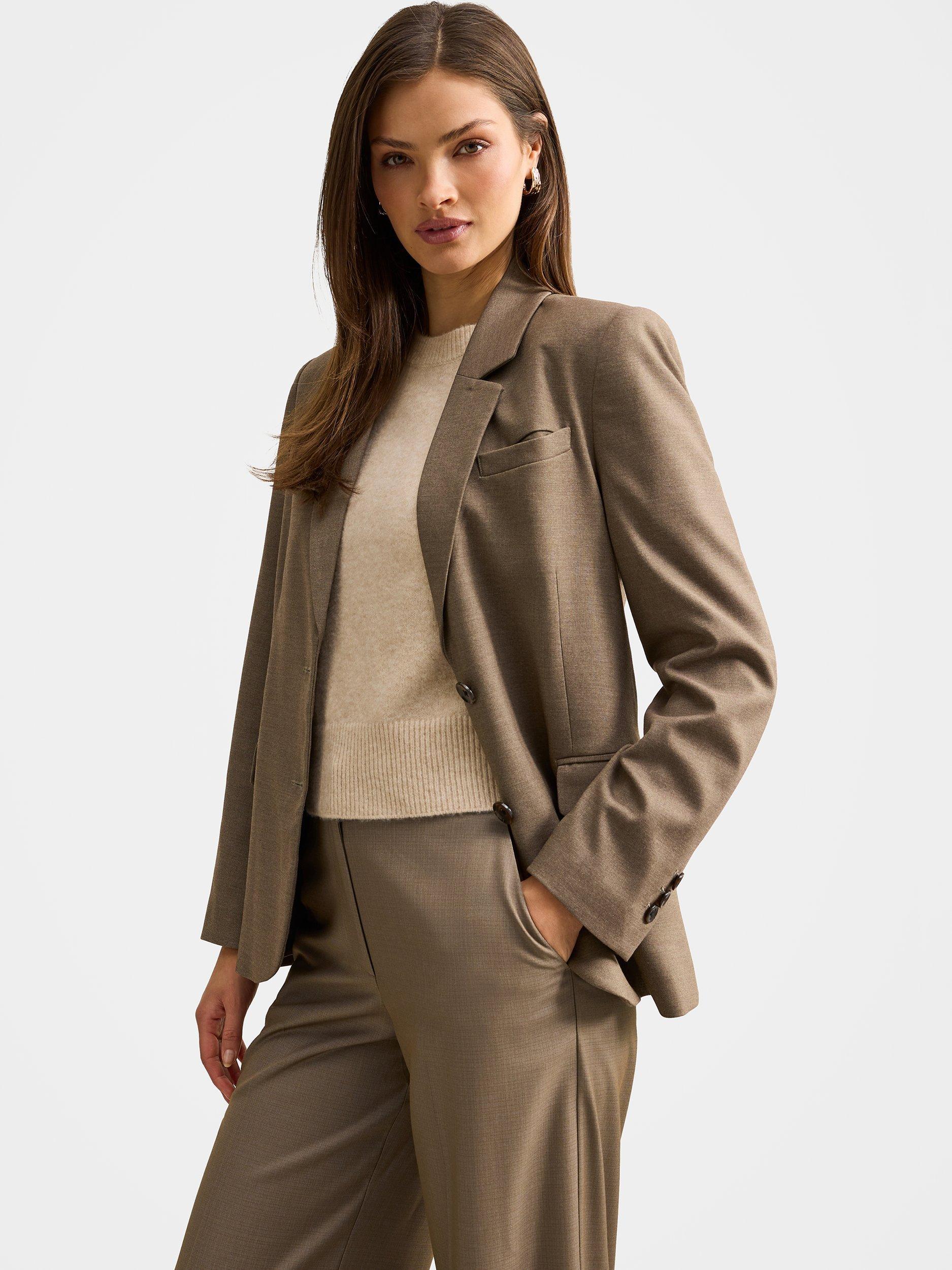 Product image 3 of 5, which shows Forever New Rhiannon Single Breasted Blazer, Burnt Sage, 4