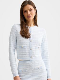 Forever New Isla Check Knit Cardigan, Cloud Blue Co-ord, Cloud Blue Co-ord