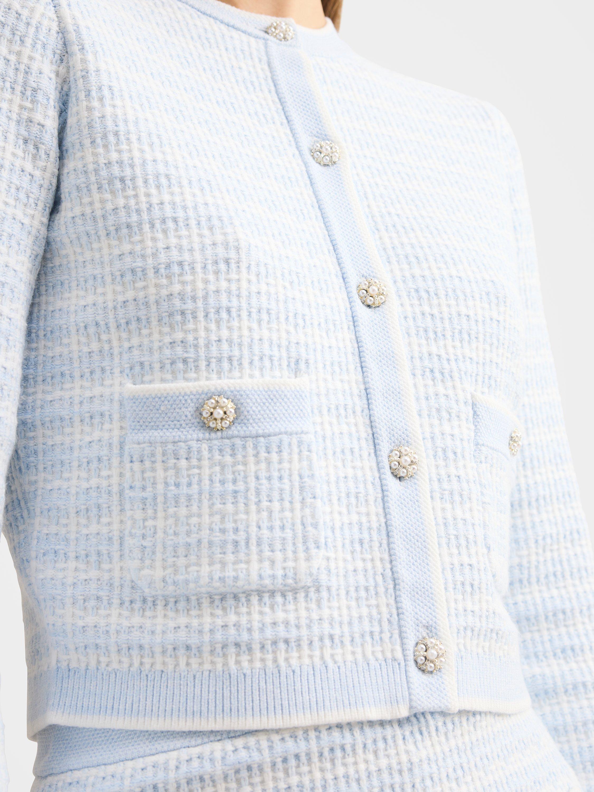 Product image 4 of 5, which shows Forever New Isla Check Knit Cardigan, Cloud Blue Co-ord, L