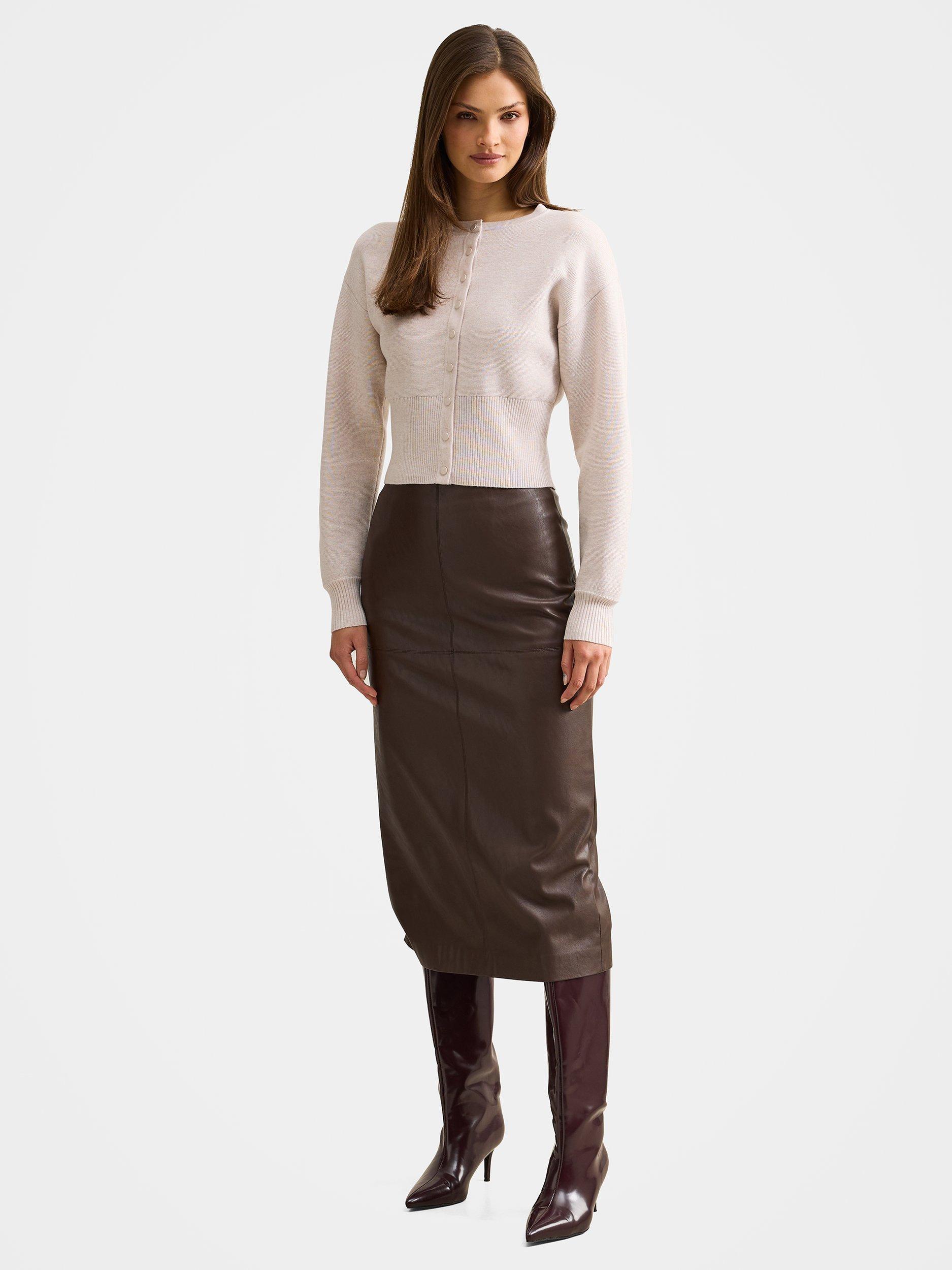 Product image 5 of 5, which shows Forever New Lara Sculpted Cardigan, Marled Oat, L