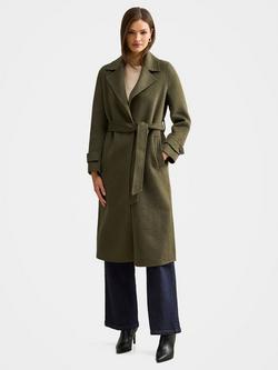 Forever New Natalie Felled Seam Wool Blend Coat, Forest Green, Forest Green