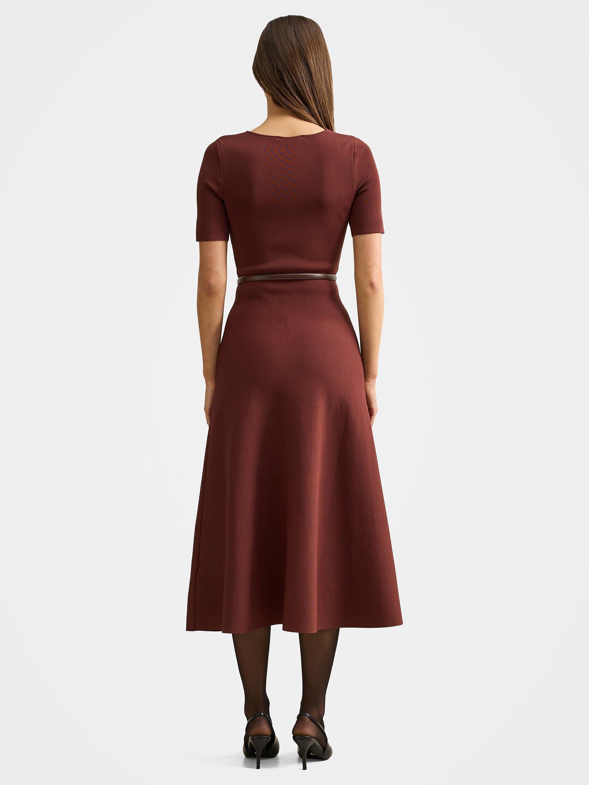 Product image 2 of 4, which shows Forever New Celia Knit Midi Dress, Chestnut, 4