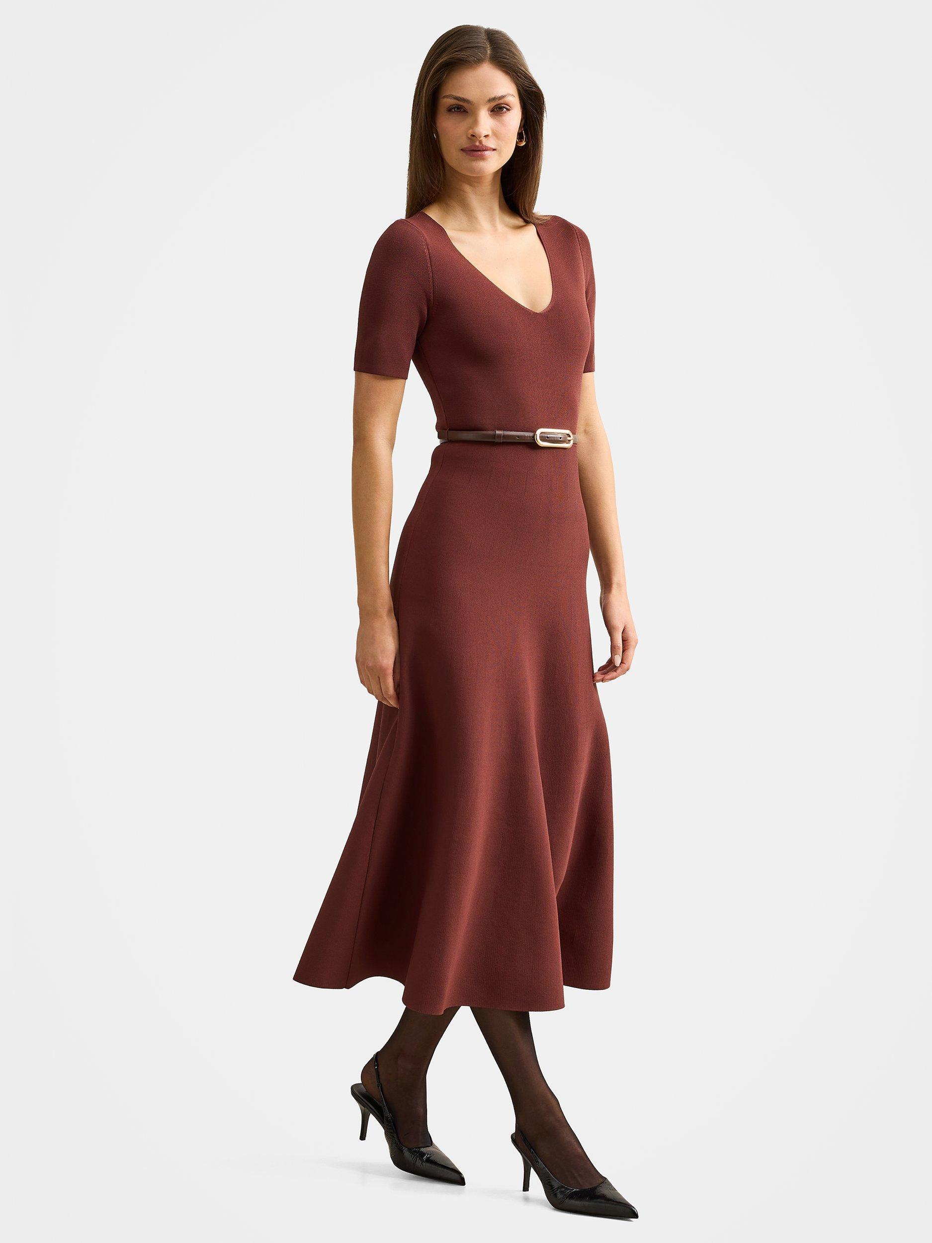 Product image 3 of 4, which shows Forever New Celia Knit Midi Dress, Chestnut, 4