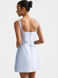 Forever New Petite Kaitlyn Satin Mini Dress, Cloud Blue - view 2, Cloud Blue