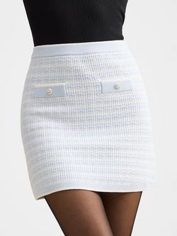 Forever New Isla Check Knit Skirt, Cloud Blue Co-ord, Cloud Blue Co-ord