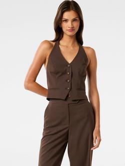 Forever New Tyla Cropped Tailored Waistcoat, Chocolate, Chocolate