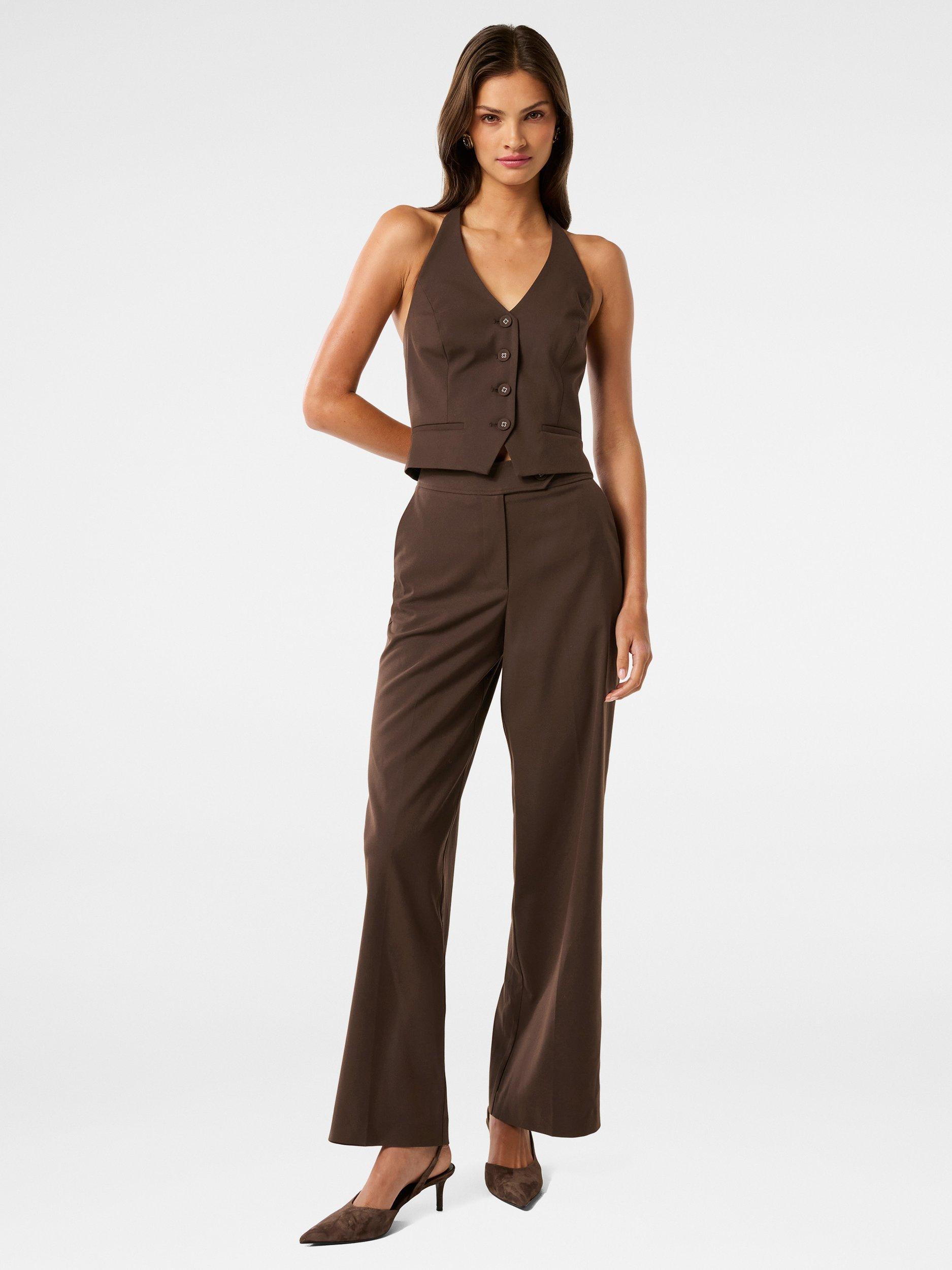 Product image 5 of 5, which shows Forever New Tyla Cropped Tailored Waistcoat, Chocolate, 4