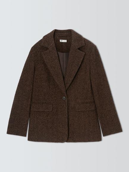 John Lewis Herringbone Blazer, Chocolate, Chocolate