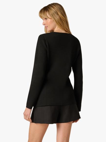 Adrianna Papell Sculpted Sweater Jacket, Black - view 2, Black