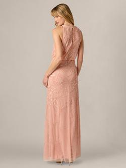 Adrianna Papell Beaded Halterneck Maxi Dress, Coral Coast - view 2, Coral Coast