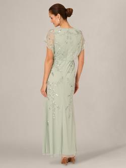 Adrianna Papell Studio Leaf Beaded Flutter Blouson Dress, Icy Sage - view 2, Icy Sage