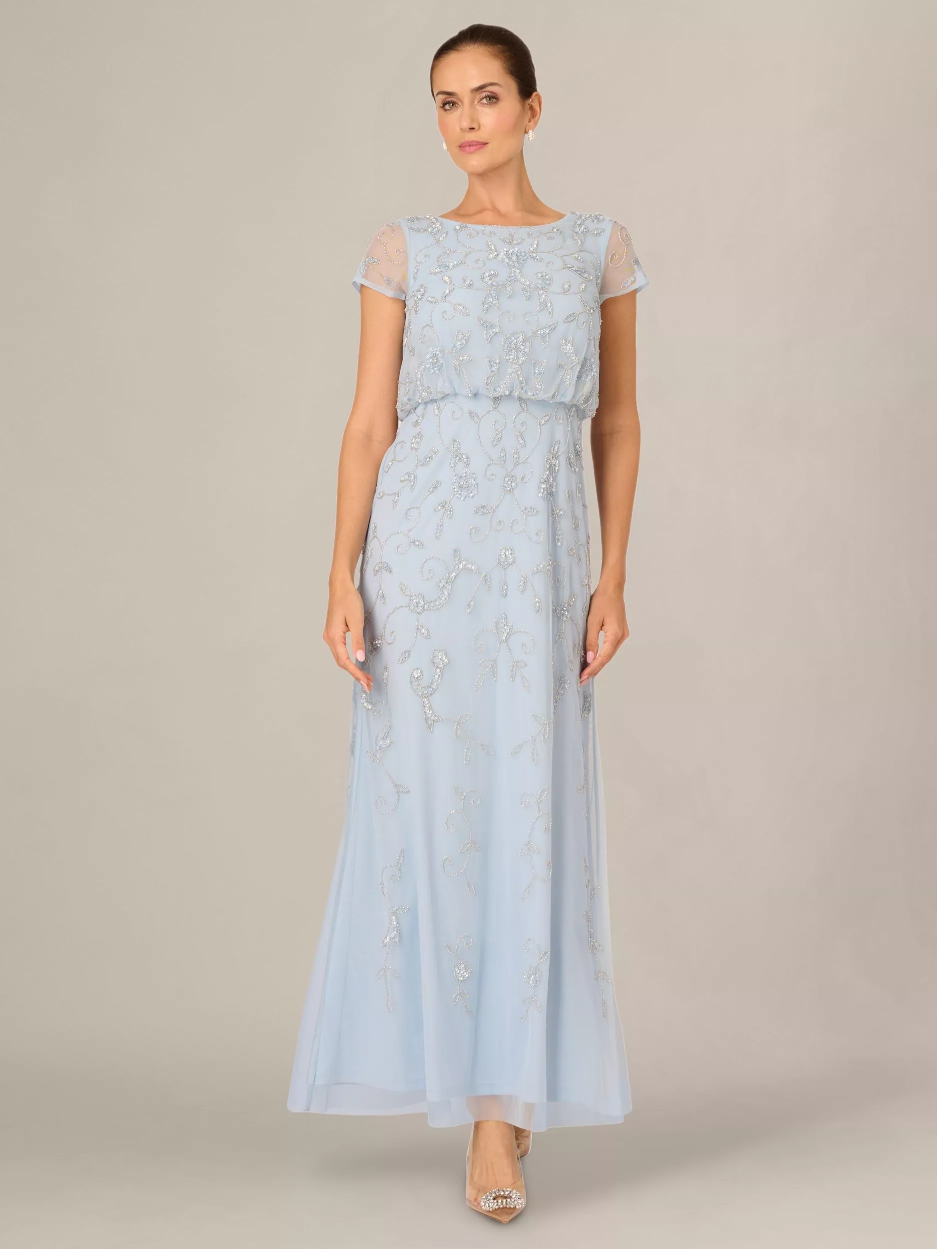 princess polly baby blue dress VTG Adrianna Papell Dress Silk Beaded Sequin Cocktail Size 6 main image 0