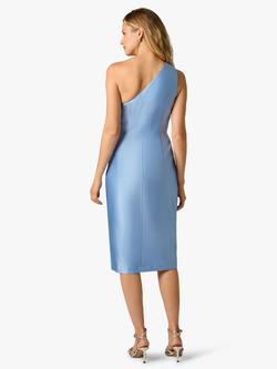 Adrianna Papell One Shoulder Bow Mikado Dress, Icy Topaz - view 2, Icy Topaz