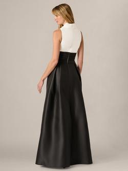Adrianna Papell Colour Block Mikado Maxi Dress, Black/Ivory - view 2, Black/Ivory