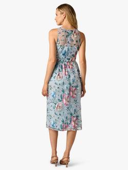 Adrianna Papell Embroidered Floral Midi Dress, Blue/Multi - view 2, Blue/Multi