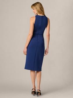 Adrianna Papell Crew Neck Ruffle Sheath Dress, Navy - view 2, Navy