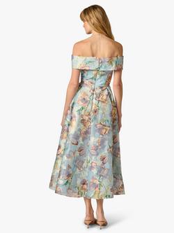 Adrianna Papell Jacquard Floral Flared Dress, Multi - view 2, Multi