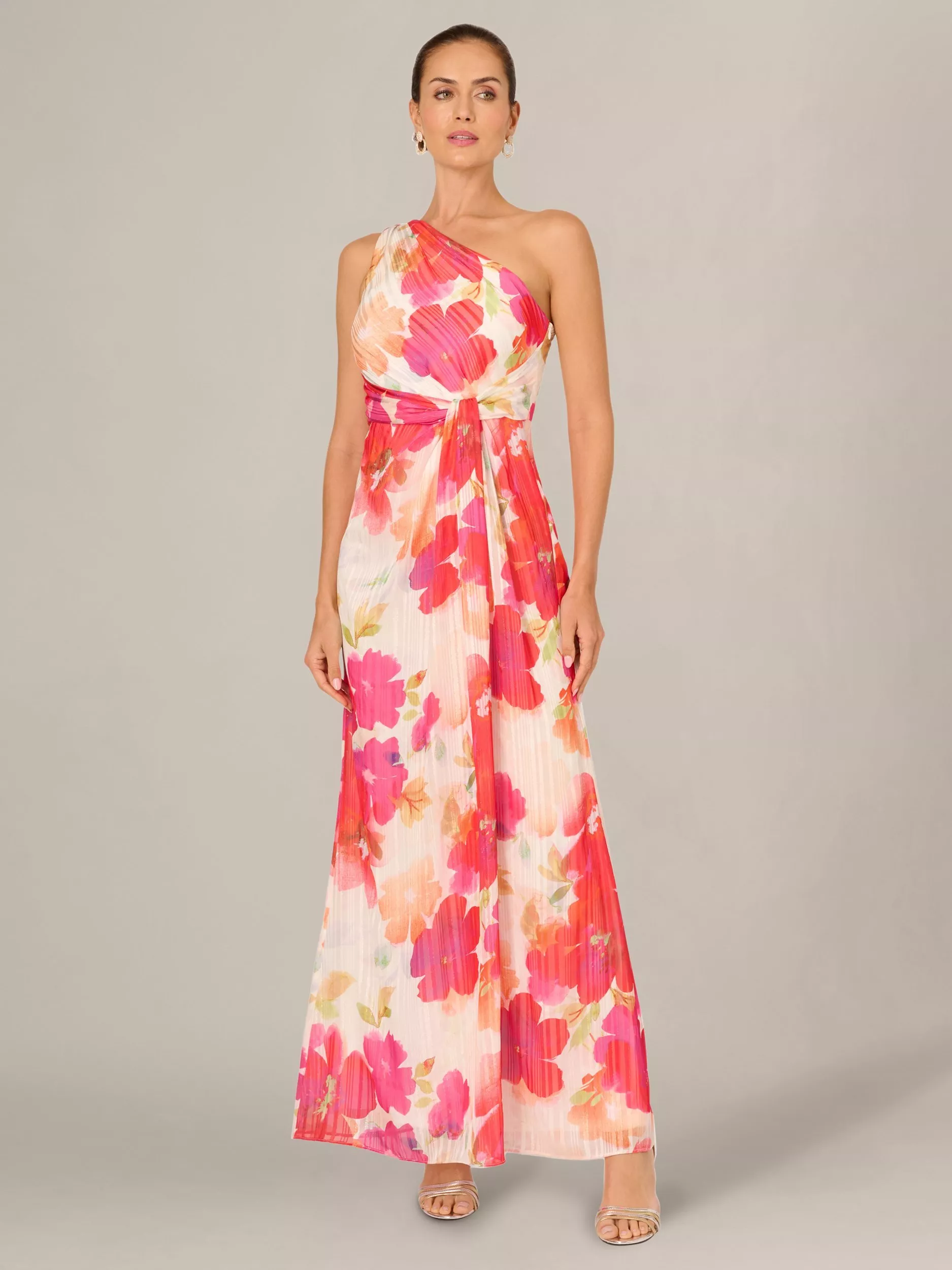 strapless open back dress Rent Asos Design Satin One Shoulder Maxi Dress With Cut Out Elastic Band  Detail In Sunset Orange