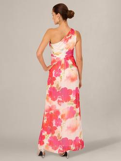 Adrianna Papell One Shoulder Floral Chiffon Dress, Ivory/Pink - view 2, Ivory/Pink