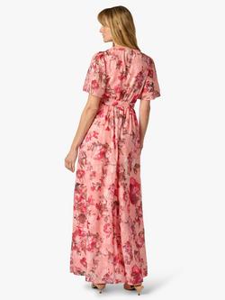 Adrianna Papell Floral Embroidered Wrap Dress, Blush/Multi - view 2, Blush/Multi